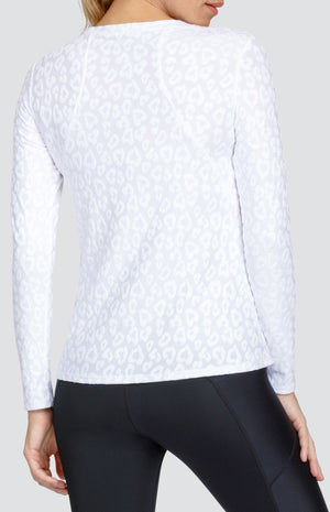 Gracen Top - Chalk White Leopard Jacquard