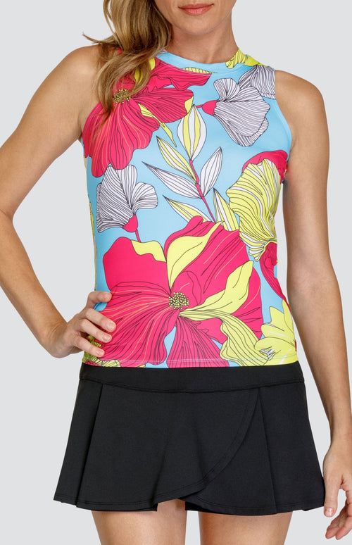 Bellamy Tank - Large Delicate Blooms - Fuchsia - FINAL SALE